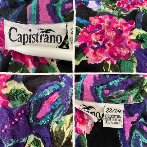 vtg hydrangea floral button up - Picture 4 of 4